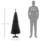 HOMCOM 5' Pencil Artificial Christmas Tree with Realistic Branches - Black-Safe and stable with a solid and reliable plastic base for support