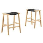 Modway Saoirse Woven Rope Wood Counter Stool - Natural Black - Set of 2-Woven Rope