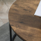 HOMCOM 29" Round Nesting Tables with Metal Frame - Rustic Brown - 2 Pack-Colour: Rustic Brown