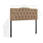 Modway Annabel Premium Linen Blend Queen Headboard - Almond-Diamond Button Tufting