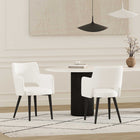 Manhattan Comfort Tremont 22.8" Modern Leatherette Upholstered Dining Arm Chair - White - Set of 2-Fully Welded Sleek Black Steel Frame and Legs For Fashion and Durability