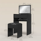HOMCOM Makeup Vanity Desk with Flip Top Mirror and Cushioned Stool - 23.7" L x 15.8" W x 31.1" H - Black-Removable divider underneath the top perfectly keeps your item organized 