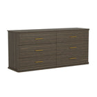 Manhattan Comfort Clifford Traditional 6-Drawer Double Dresser - Walnut-Rounded Edges: Soft contours add visual appeal and a smooth, finished look