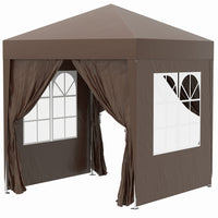 Outsunny 6.6' ft W x 6.6 ft L Pop Up Canopy Tent for Outdoor/Garden/Patio - Coffee-6.6x6.6ft party tent with 4 removable walls, great for outdoor event use, like BBQ, flea market and more