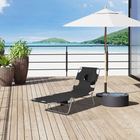 Outsunny Tanning Chair with Face Hole - 5-Level Folding Lounge Chair - Black-Face hole and arm slots allow you to enjoy sunbathing face down while reading