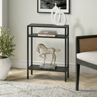 Hudson&Canal Ricardo 22"W Console Table with Metal Shelves - Blackened Bronze-Features easy assembly