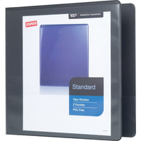 Staples Standard View Binder with D-Rings - 2" - Black-Slant rings have a high page capacity compared to same size round rings
