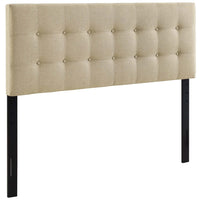 Modway Emily Upholstered Fabric Queen Headboard - Beige-Elegantly tufted button headboard