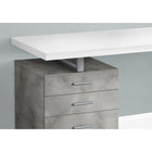 Monarch Specialties 7648 48" Computer Desk - White/ Concrete/ Silver Metal/ L/R-Stay organized with closed storage drawers and a convenient file drawer with hanging bars, ideal for storing  important documents and office essentials.