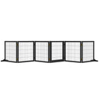 PawHut Wooden Freestanding Pet Gate with 6 Panels and 2 Support Feet - Black-Made from pine wood and steel, it adds robustness.