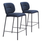 Zuo Plat Counter Stool - Blue - Set of 2-Soft and smooth velvet fabric