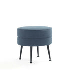 Manhattan Comfort Bailey 18.11" Mid-Century Modern Polyester Blend Upholstered Ottoman - Blue with Black Legs-Mid-Century Modern Ottoman Perfect for Living Room Use