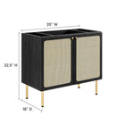 Modway Chaucer 36" Bathroom Vanity Cabinet - Black-Adjustable Shelf