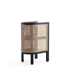 Manhattan Comfort Versailles 11.81" Industry Chic End Table - Black/Natural Cane-Each Shelf Height is 7.87"