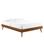 Modway Willow Wood Full Platform Bed with Splayed Legs - Walnut Charcoal-Rubberwood Legs