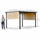 Outsunny 10 ft W x 12 ft L Retractable Pergola Canopy - Beige-Slotted design can fix the canopy in position