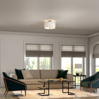 Hudson&Canal Ellis 16" Flush Mount with Fabric Shade - Matte Black/White-Mounting hardware included