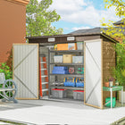 Outsunny 8' x 4' Outdoor Storage Shed - Oak-Metal bike shed suitable for plenty of outdoor tools, equipment and outerwear
