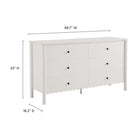 Modway Emmeline Scalloped 6-Drawer Dresser - White-Full-Glide Drawers