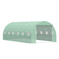 Outsunny 20' x 10' x 6.6' Large Walk-in Greenhouse with Windows and Door - Green- Built with a rust-resistant galvanized metal frame for walk in greenhouse's stability against the harsh weather conditions  