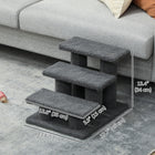 PawHut 3-Step Carpeted Pet Stairs - Dark Grey-A comfortable place for your pets to sleep, exercise, relax, and have fun on 