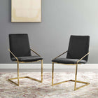 Modway Pitch Performance Velvet Dining Armchair - Gold/Black - 2 Pack-Gold Stainless Steel