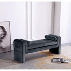 Manhattan Comfort Concord 59" Modern Chenille Upholstered Bench - Black-Frame Made of Kiln Dried Pine Wood with Dowelled Joints and Reinforced Corners
