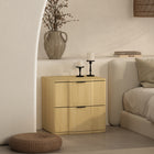 Manhattan Comfort Clive 22" Mid-Century Modern 2-Drawer Nightstand - Natural and Black-Two spacious drawers provide convenient concealed storage for bedside essentials