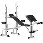 Soozier Adjustable Weight Bench with Squat Rack - Grey-6-level adjustable barbell rack and 4-level elbow pad for customizable comfort