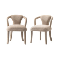 Manhattan Comfort Palmer 22.8" Mid-Century Modern Tweed Upholstered Dining Armchair - Gold Dust - Set of 2-Mid-Century Modern Accent Chairs for Living Room Usage. Set of 2