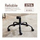 Elle Decor Kylian Fabric Task Chair - Cream-Smooth 360° swivel with 50mm casters provide unlimited mobility and effortless movement across most carpet surfaces