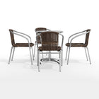 Flash Furniture 23.5" Round Aluminum Indoor-Outdoor Table Set with 4 Dark Brown Rattan Chairs-Designed for Indoor and Outdoor Use