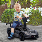 Qaba Maserati GT2 Licensed Sit to Stand Baby Sliding Car - Grey-Horn and music buttons on the steering wheel for interactive play 