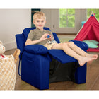 Flash Furniture Deluxe Padded Contemporary Vinyl Kids Recliner with Storage Arms - Blue-Blue Vinyl Upholstery