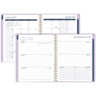 Mead 2027 Large Weekly/ Monthly Planner - 11-¼" H x 9" W - Purple Rosettes - Bilingual-12 months of weekly/monthly planning