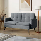 HOMCOM 55" Loveseat Sofa with Button Tufted Back - Dark Grey-Fits in the living room, college dorm, home office, or bedroom  