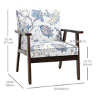 HOMCOM Modern Accent Chair with Cushioned Seat - Wood Legs for Bedroom - Multicolour-Adjustable feet keep stable on uneven ground
