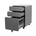 Geelong 3-Drawer Rounded Filing Cabinet - Grey-Ball-Bearing Drawer Slides