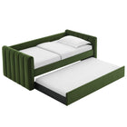 Modway Veyla Channel Tufted Performance Velvet Twin Daybed with Trundle - Moss Green-No Box Springs Required