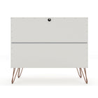 Manhattan Comfort Rockefeller 35.24" Mid-Century Modern 3-Drawer Dresser 2-Piece Set - Off White-30 Day Limited Manufacturer's Warranty