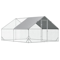 PawHut Galvanized Large Chicken Coop Cage Walk-in Enclosure - 9.8' x 13.1' x 6.6' - Silver-Suitable for raising chickens, rabbits, ducks, and other animals 