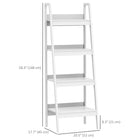 HOMCOM 4 Tier Ladder Shelf Bookcase - White - Set of 2-Made from E1 grade MDF and steel for extra strength and durability 