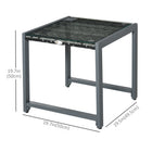 Outsunny Rattan Coffee Table with Tempered Glass Top and Aluminum Frame for Outdoor, Garden - Grey-Tempered glass table top for a beautiful finishing touch  