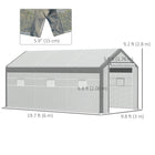 Outsunny 20' x 10' x 9' Walk-in Greenhouse with Roll Up Doors & 6 Windows-High quality PE cover for long-term use   