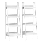 HOMCOM 4 Tier Ladder Shelf Bookcase - White - Set of 2-Set of 2 shelves, can be used together or separately 