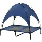 PawHut Portable Dog Cot with Canopy - Blue-Elevated off the ground for comfort and to allow airflow on all sides 