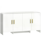 HOMCOM 60" Modern Sideboard Buffet Cabinet for TVs up to 72 Inch with Soft Close Doors - White Wood Grain-White curved aesthetic softens edges while adding modern warmth 