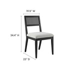 Modway Nimba Faux Rattan Fabric Dining Chairs - Heathered Weave Light Grey - 2 Pack-Faux Rattan Cane Backrests