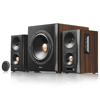 Edifier S360DB Bluetooth Bookshelf Speakers with 8" Wireless Subwoofer - Brown-Achieve rich, room-shaking bass sound with the 8" wireless subwoofer