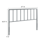 Modway Tatum Metal Twin Headboard - Grey-Powder Coated Iron Construction